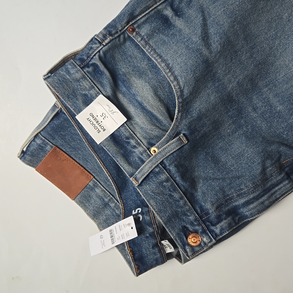 J. Crew Slouchy Boyfriend Blue Jeans with Fashionable Designed Rips-Size 35 - Picture 7 of 8